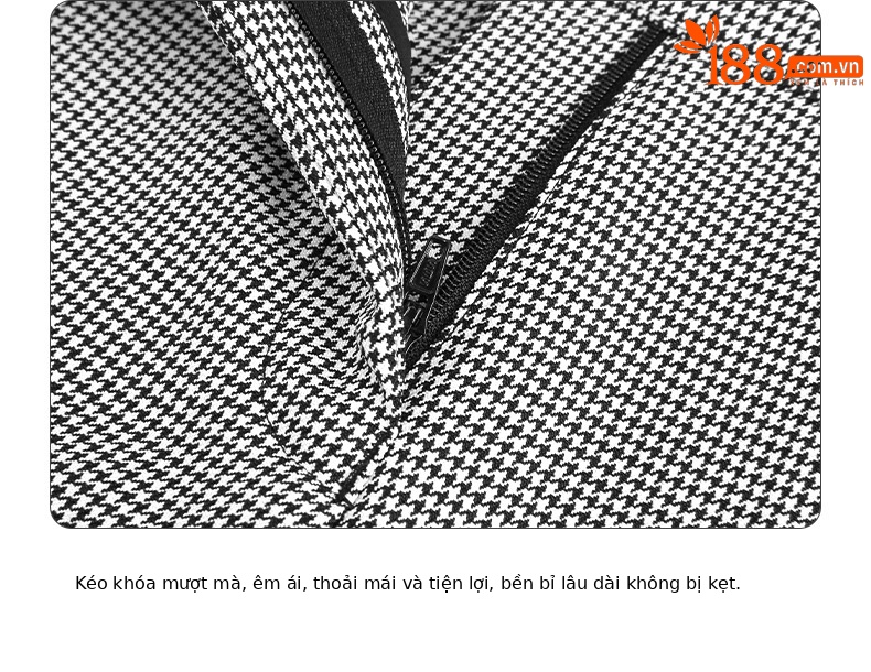 Quần nữ golf họa tiết răng sói (Houndstooth) phối sọc, thiết kế ôm vừa vặn — KUZ119-Quần nữ ca rô đen trắng chi tiết 12