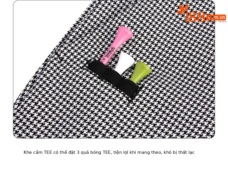 Quần nữ golf họa tiết răng sói (Houndstooth) phối sọc, thiết kế ôm vừa vặn — KUZ119-Quần nữ ca rô đen trắng chi tiết 13