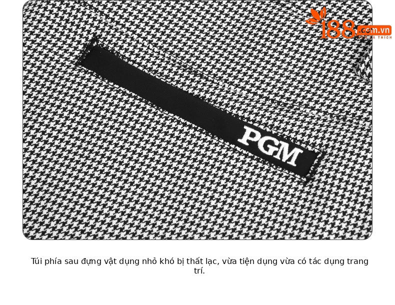 Quần nữ golf họa tiết răng sói (Houndstooth) phối sọc, thiết kế ôm vừa vặn — KUZ119-Quần nữ ca rô đen trắng chi tiết 14