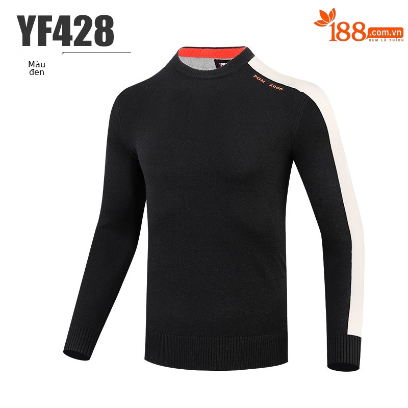 Áo len nam dài tay PGM cổ lọ mùa thu đông, chất len pha ấm áp — YF428-Đen, YF428-màu trắng