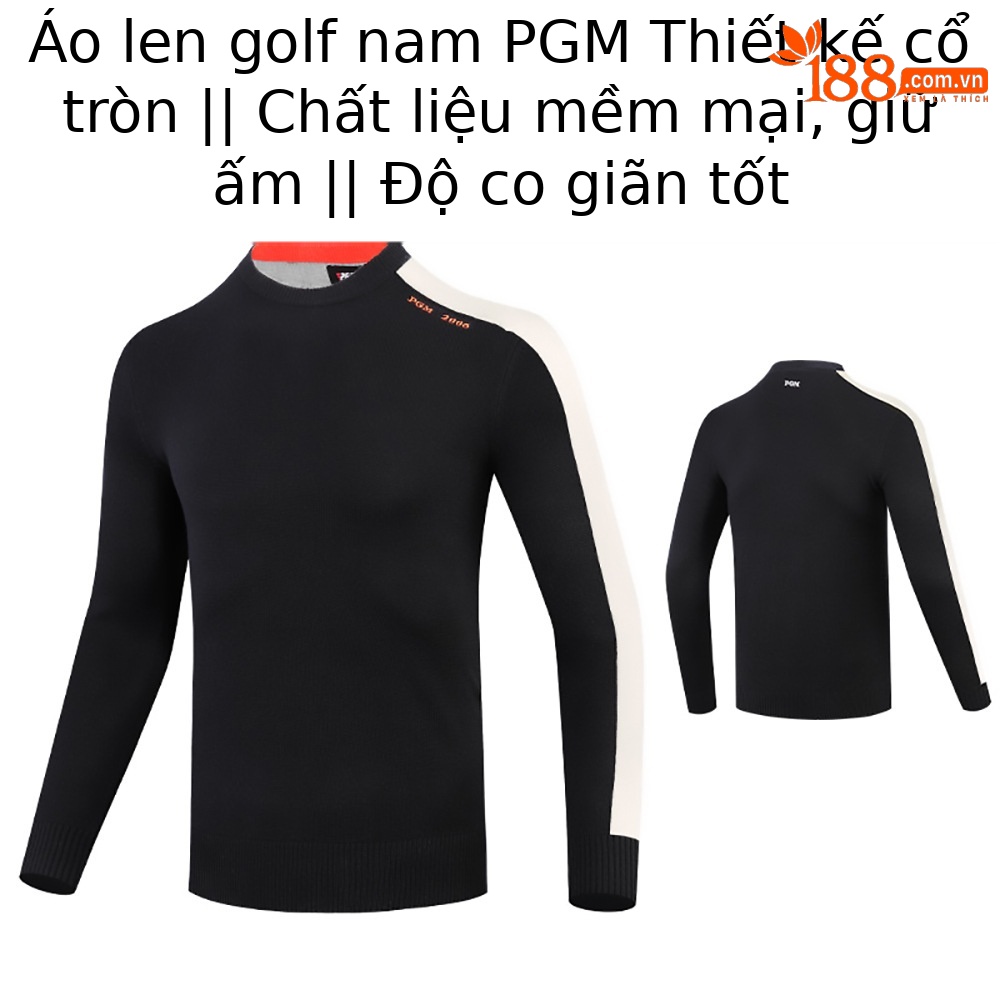 Áo len nam dài tay PGM cổ lọ mùa thu đông, chất len pha ấm áp — YF428-Đen, YF428-màu trắng