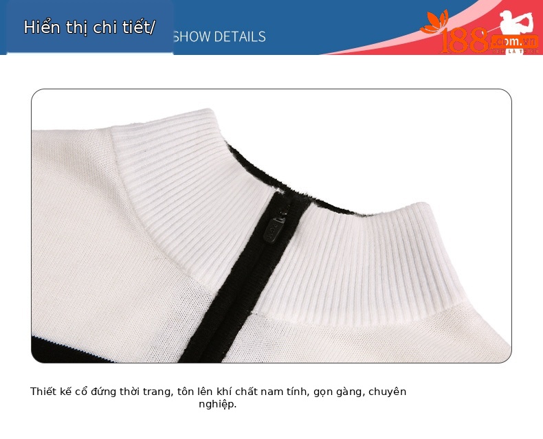 Áo len golf nam dài tay cổ đứng PGM phối màu giữ ấm — YF429-màu xanh hải quân, YF429-Màu đen chi tiết 16