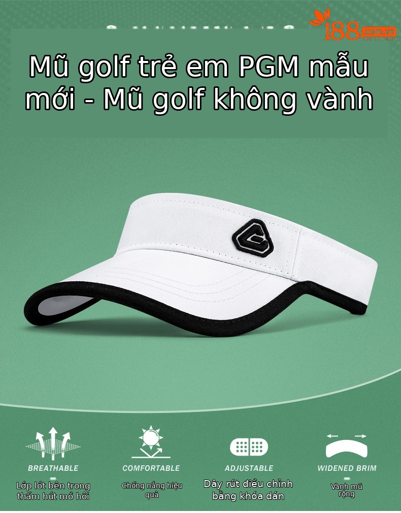 Mũ chống nắng trẻ em PGM vành rộng 18cm thoáng khí — MZ034-Mũ rỗng trẻ em màu đen, MZ034-Mũ rỗng cho trẻ em màu trắng chi tiết 2