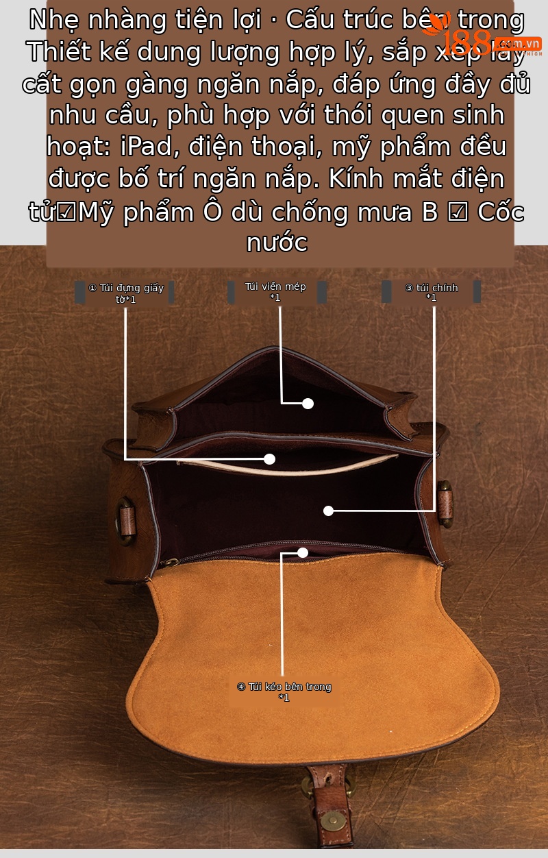 Túi xách tay nữ da bò dập nổi phong cách cổ điển, quai xách tay đa năng — Nâu cổ điển, Nâu đỏ cổ điển, Xám cổ điển, Vàng cổ điển chi tiết 6