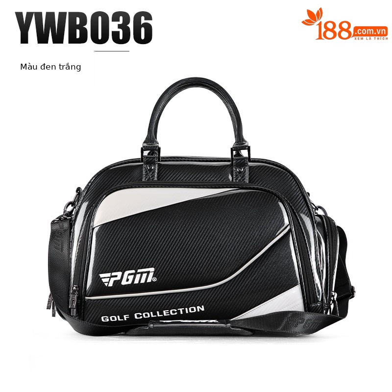 Túi đựng quần áo golf PGM chống nước, nhẹ, có ngăn giày riêng (50×25×31 cm) — Túi đựng quần áo PU pha lê YWB036 đen trắng, Túi đựng quần áo PU pha lê YWB036 màu trắng xanh, Túi đựng quần áo PU pha lê YWB036 màu xanh đen