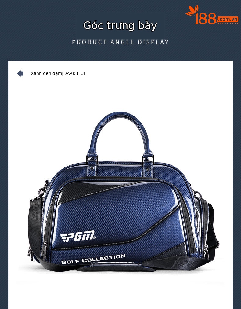 Túi đựng quần áo golf PGM chống nước, nhẹ, có ngăn giày riêng (50×25×31 cm) — Túi đựng quần áo PU pha lê YWB036 đen trắng, Túi đựng quần áo PU pha lê YWB036 màu trắng xanh, Túi đựng quần áo PU pha lê YWB036 màu xanh đen chi tiết 4