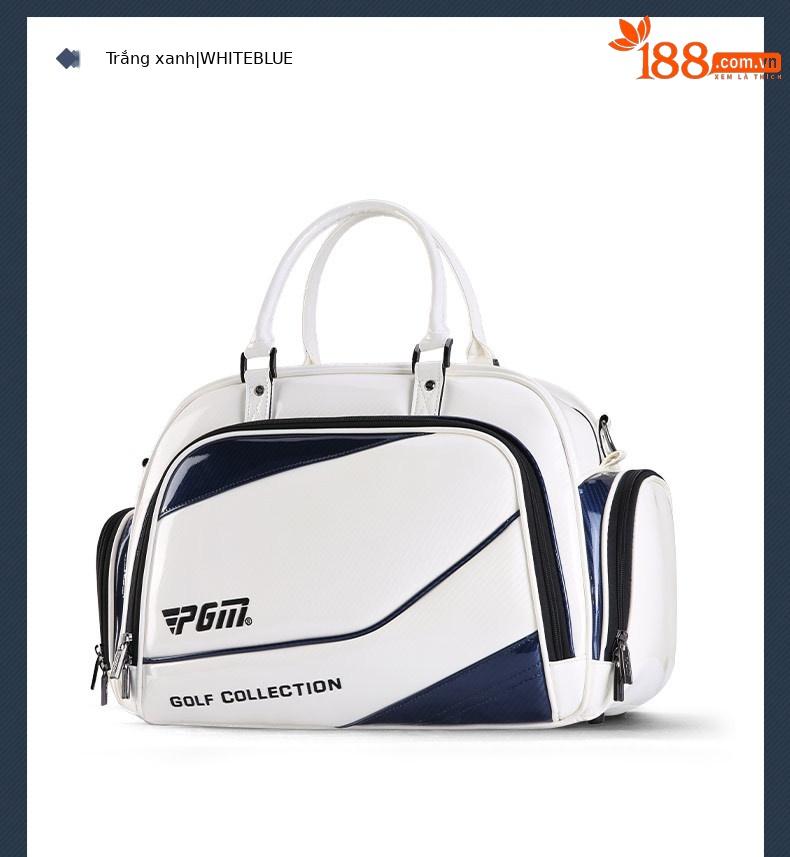 Túi đựng quần áo golf PGM chống nước, nhẹ, có ngăn giày riêng (50×25×31 cm) — Túi đựng quần áo PU pha lê YWB036 đen trắng, Túi đựng quần áo PU pha lê YWB036 màu trắng xanh, Túi đựng quần áo PU pha lê YWB036 màu xanh đen chi tiết 10