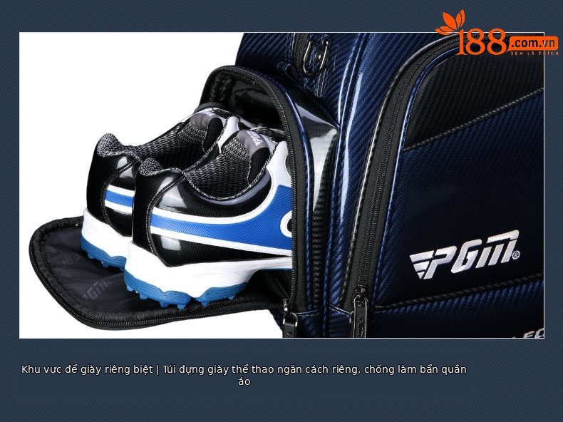 Túi đựng quần áo golf PGM chống nước, nhẹ, có ngăn giày riêng (50×25×31 cm) — Túi đựng quần áo PU pha lê YWB036 đen trắng, Túi đựng quần áo PU pha lê YWB036 màu trắng xanh, Túi đựng quần áo PU pha lê YWB036 màu xanh đen chi tiết 14