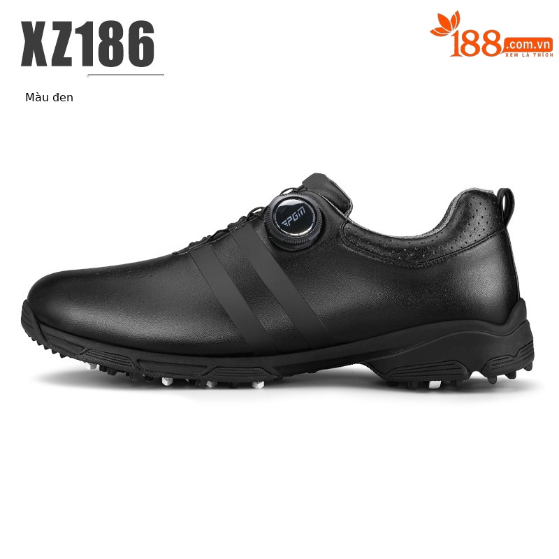 Giày golf nam PGM chống thấm nước, khóa xoay nhanh, đế chống trơn trượt — Giày nam XZ186 màu đen