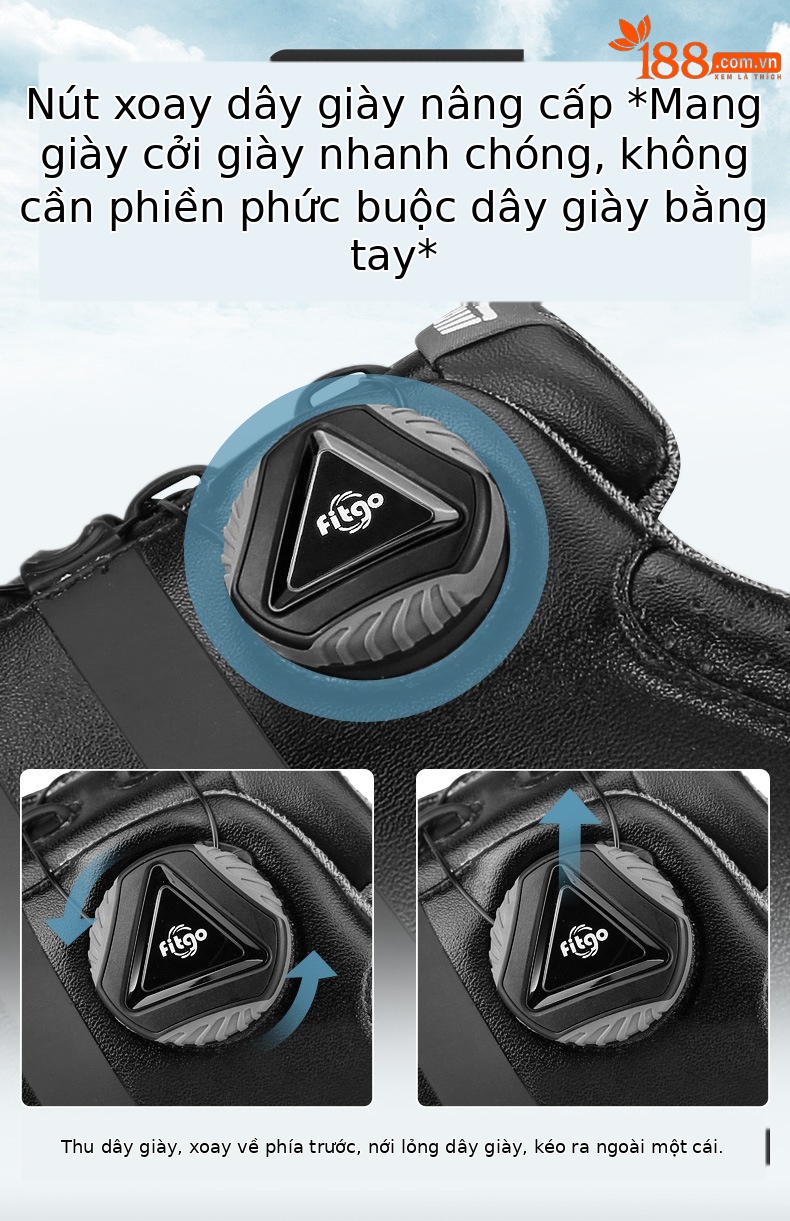 Giày golf nam PGM chống thấm nước, khóa xoay nhanh, đế chống trơn trượt — Giày nam XZ186 màu đen chi tiết 3