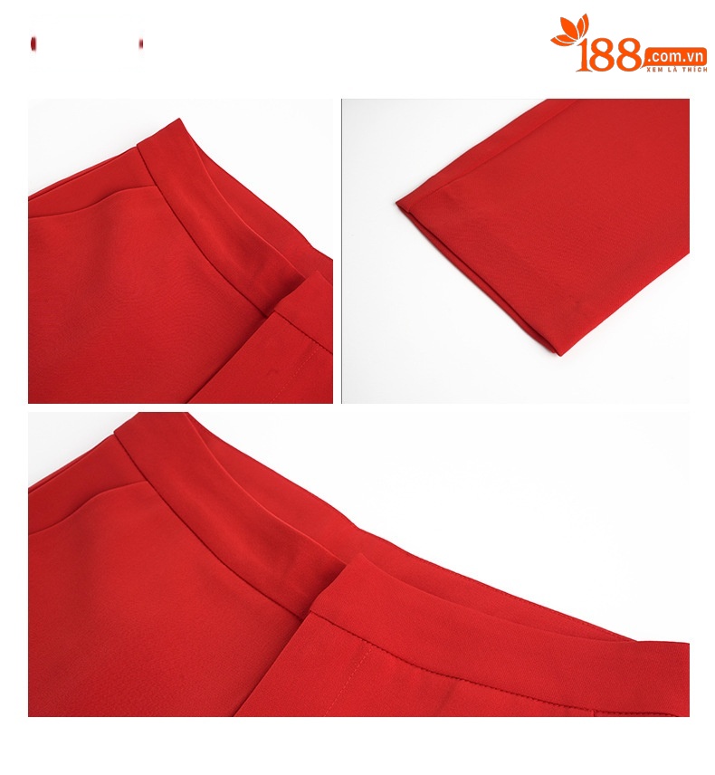 Set vest nữ hai hàng khuy phong cách Anh quốc thanh lịch — Màu đỏ chi tiết 4