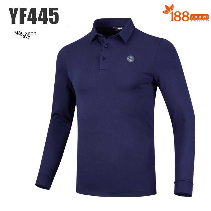 Áo thun dài tay golf nam PGM vải chức năng nhanh khô thoáng khí — YF445 màu xanh hải quân, YF445 Đen Xanh Navy, YF445 màu xanh nhạt, YF445 màu xám