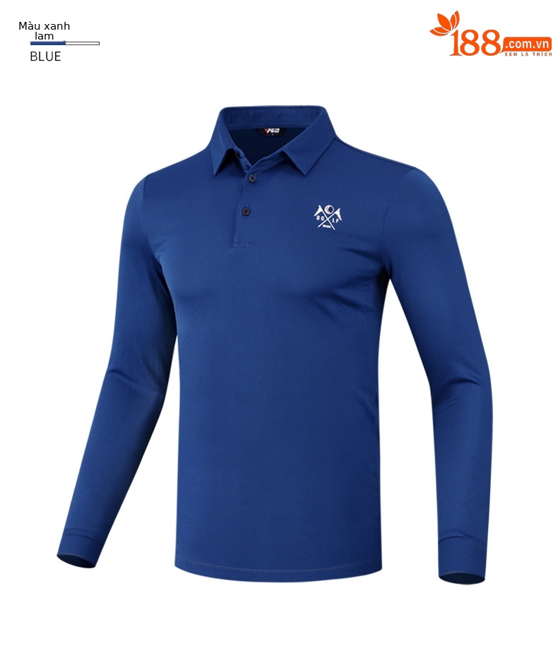 Áo thun dài tay golf nam PGM vải chức năng nhanh khô thoáng khí — YF445 màu xanh hải quân, YF445 Đen Xanh Navy, YF445 màu xanh nhạt, YF445 màu xám chi tiết 5