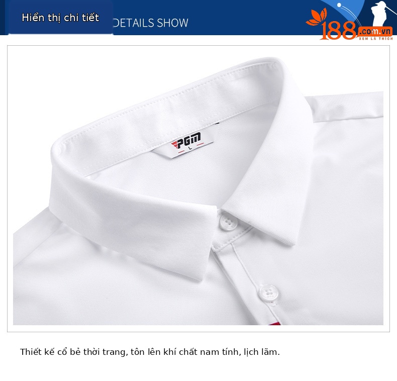 Áo thun dài tay golf nam PGM vải chức năng nhanh khô thoáng khí — YF445 màu xanh hải quân, YF445 Đen Xanh Navy, YF445 màu xanh nhạt, YF445 màu xám chi tiết 13