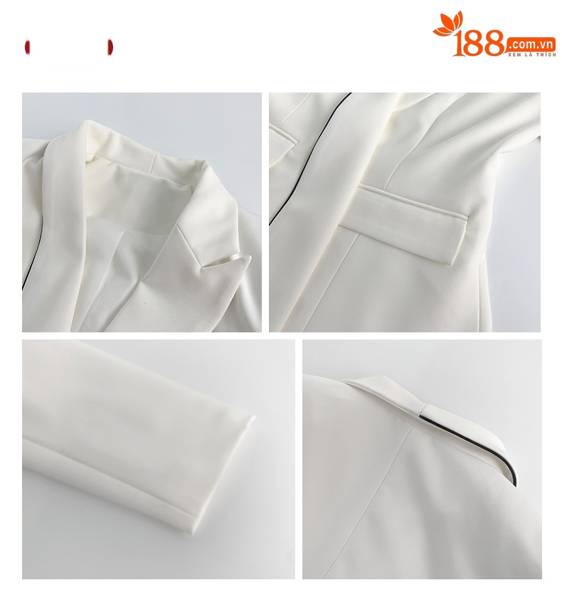 Set công sở nữ áo vest blazer và chân váy hai mảnh kiểu mới — Màu trắng chi tiết 3