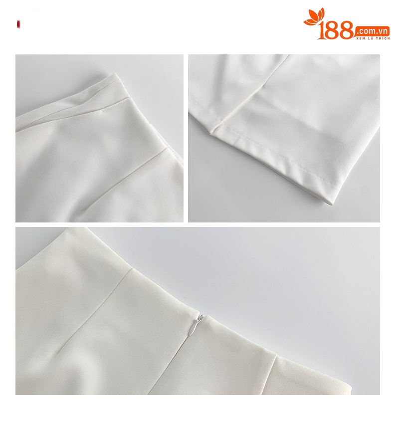 Set công sở nữ áo vest blazer và chân váy hai mảnh kiểu mới — Màu trắng chi tiết 4
