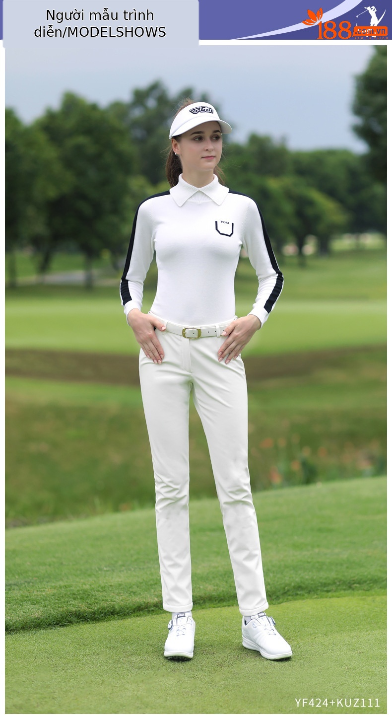 Quần dài golf nữ PGM mùa thu có lót nhung chống nước — KUZ111-Quần Dài Golf nữ màu trắng, Kuz111-Quần chơi gôn nữ màu xanh nước biển, Kuz111-Quần Golf Nữ Kaki, Kuz111-quần Golf nữ màu đen chi tiết 6
