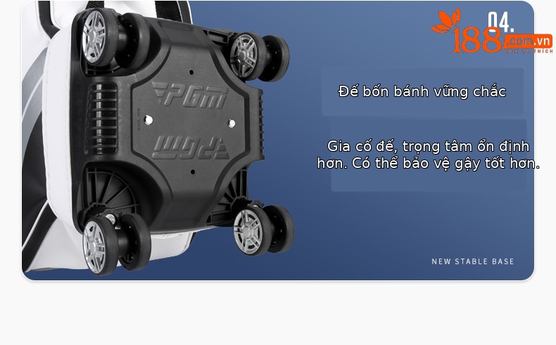 Túi golf PGM bốn bánh đẩy phẳng chống nước, dạng kính thiên văn, ký gửi hàng không — QB098 [đen đỏ], QB098 [màu xám đen] chi tiết 14