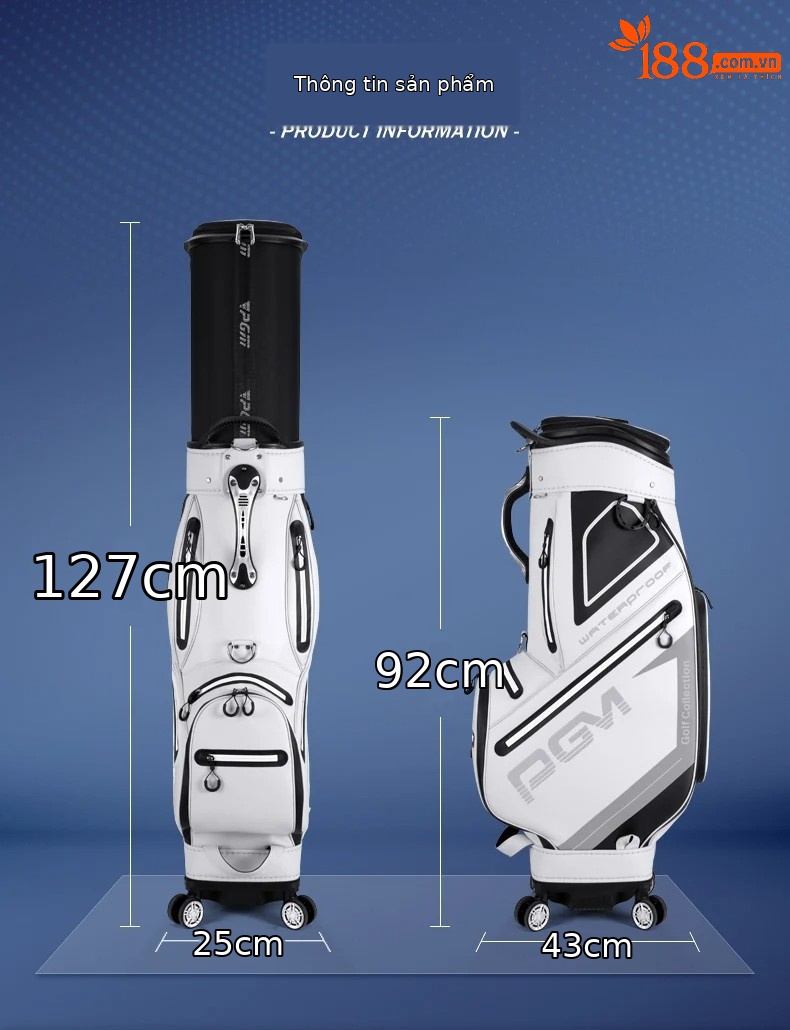 Túi golf PGM bốn bánh đẩy phẳng chống nước, dạng kính thiên văn, ký gửi hàng không — QB098 [đen đỏ], QB098 [màu xám đen] chi tiết 18