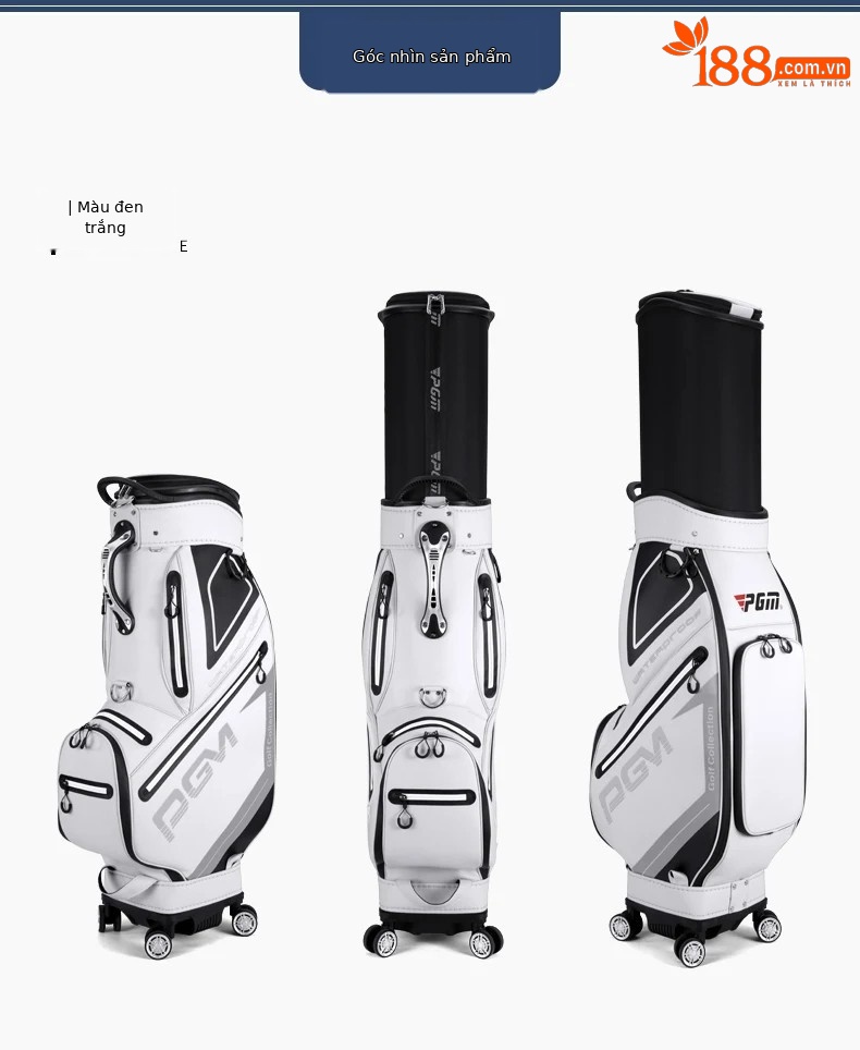 Túi golf PGM bốn bánh đẩy phẳng chống nước, dạng kính thiên văn, ký gửi hàng không — QB098 [đen đỏ], QB098 [màu xám đen] chi tiết 26