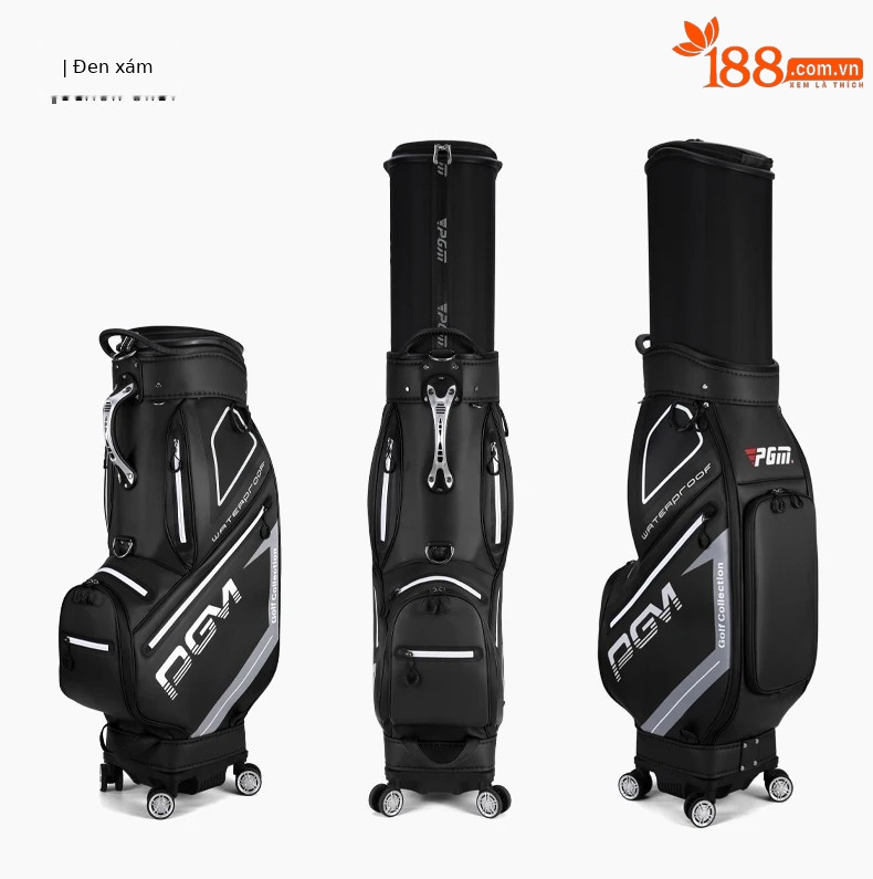 Túi golf PGM bốn bánh đẩy phẳng chống nước, dạng kính thiên văn, ký gửi hàng không — QB098 [đen đỏ], QB098 [màu xám đen] chi tiết 27