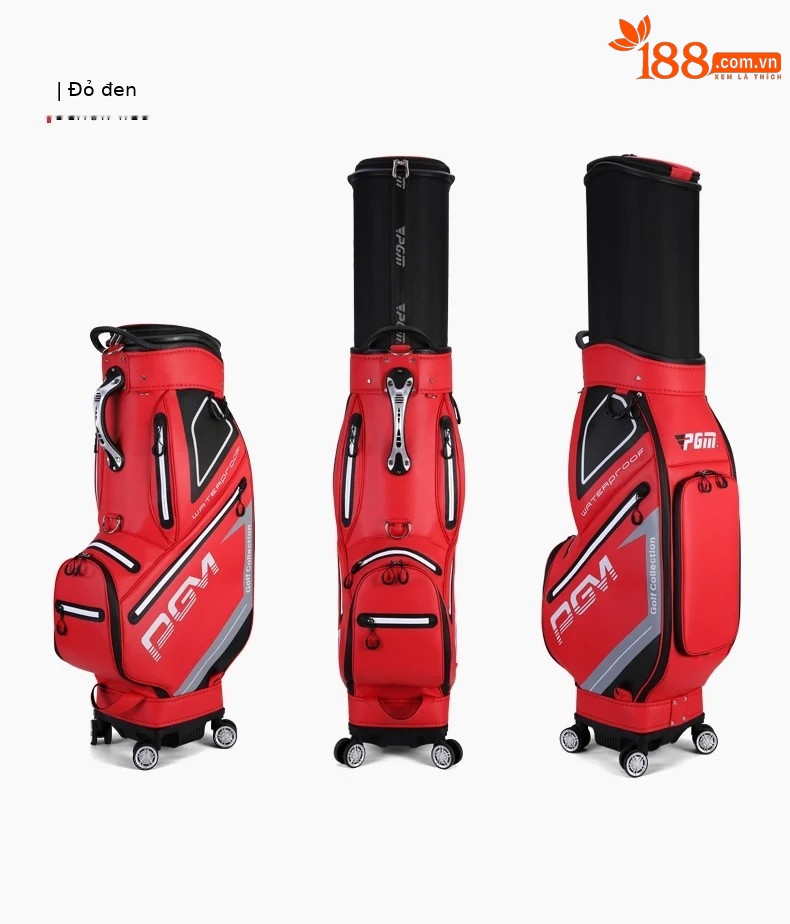 Túi golf PGM bốn bánh đẩy phẳng chống nước, dạng kính thiên văn, ký gửi hàng không — QB098 [đen đỏ], QB098 [màu xám đen] chi tiết 28