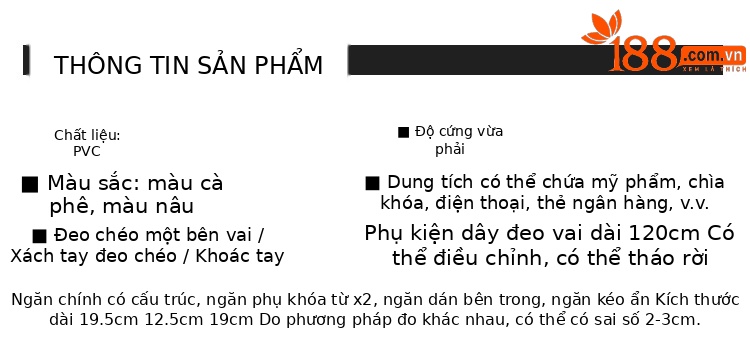Túi bucket nữ da thật in họa tiết đeo vai — Màu Kaki, Màu cà phê chi tiết 5