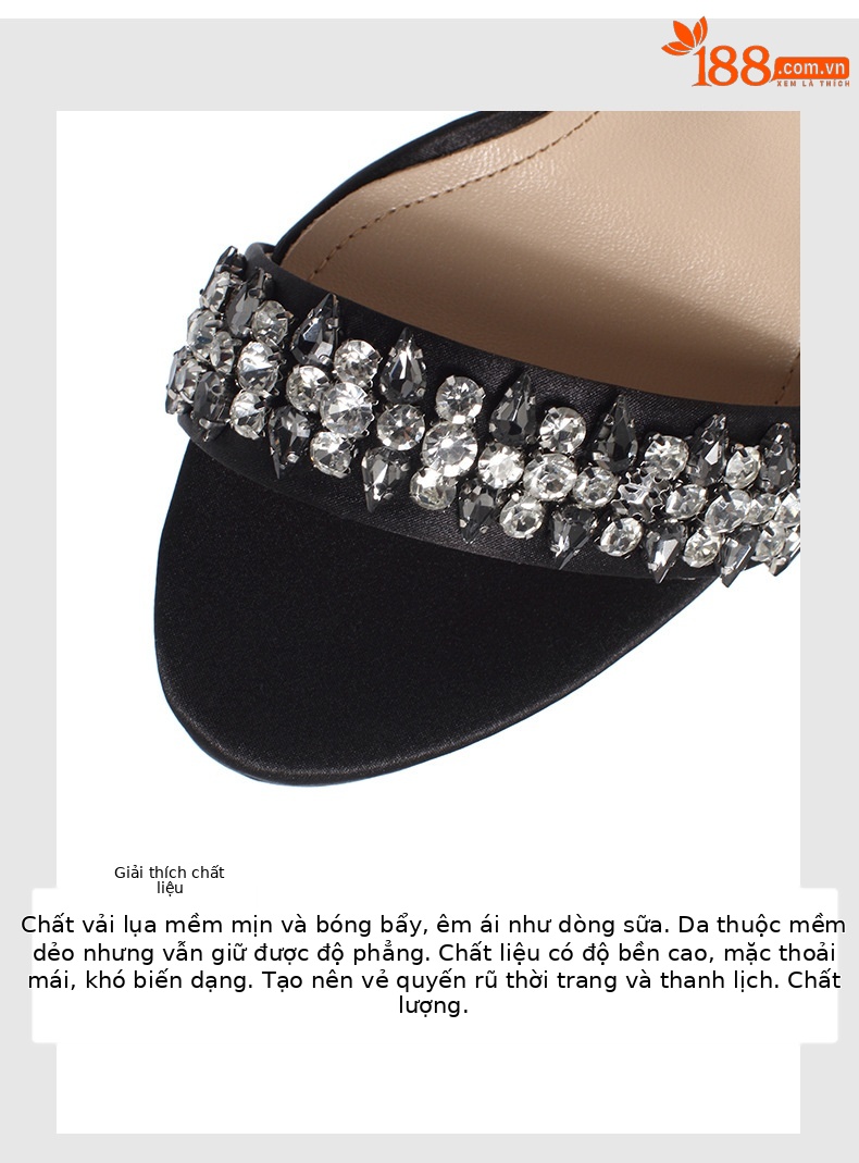 Sandal cao gót nữ hở mũi gót nhọn 13 cm đế xuồng chống nước quai ngang — Màu đen (chiều cao gót 13CM) chi tiết 4