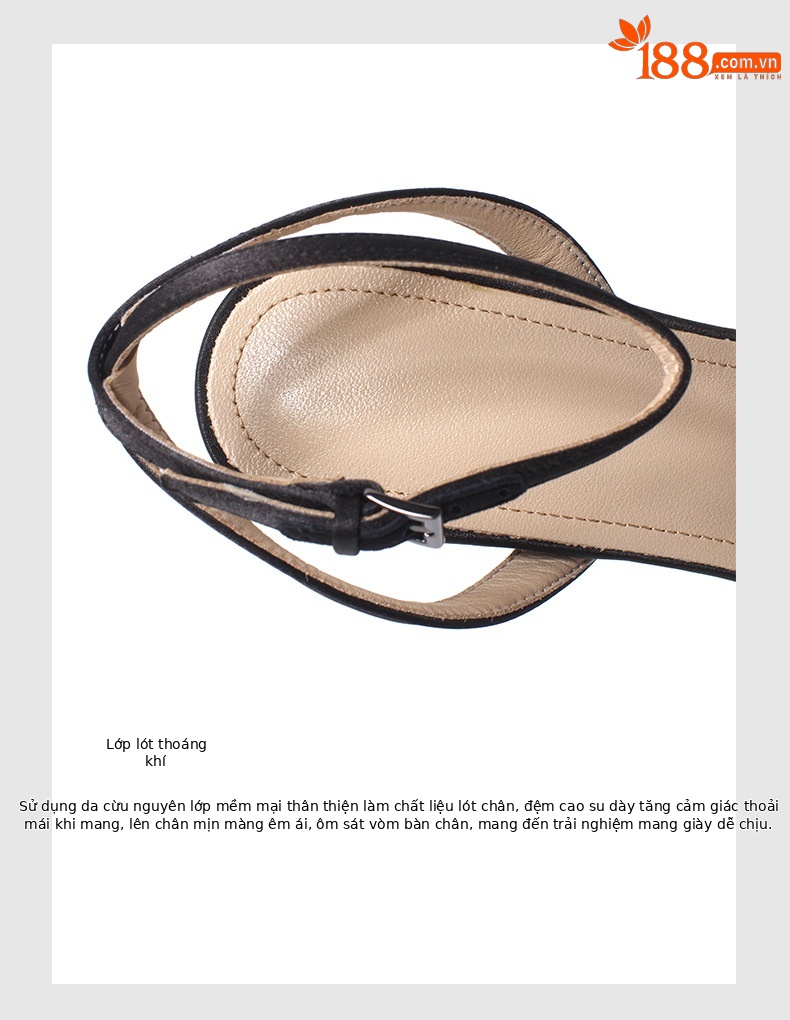 Sandal cao gót nữ hở mũi gót nhọn 13 cm đế xuồng chống nước quai ngang — Màu đen (chiều cao gót 13CM) chi tiết 5