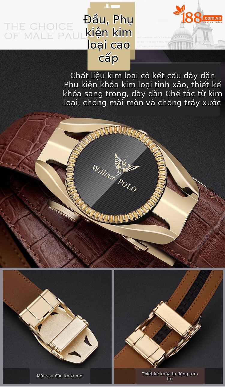 Thắt lưng da nam Emperor Paul khóa quay số da bò thương mại — 120cm, 130cm, 110cm, 125cm chi tiết 7