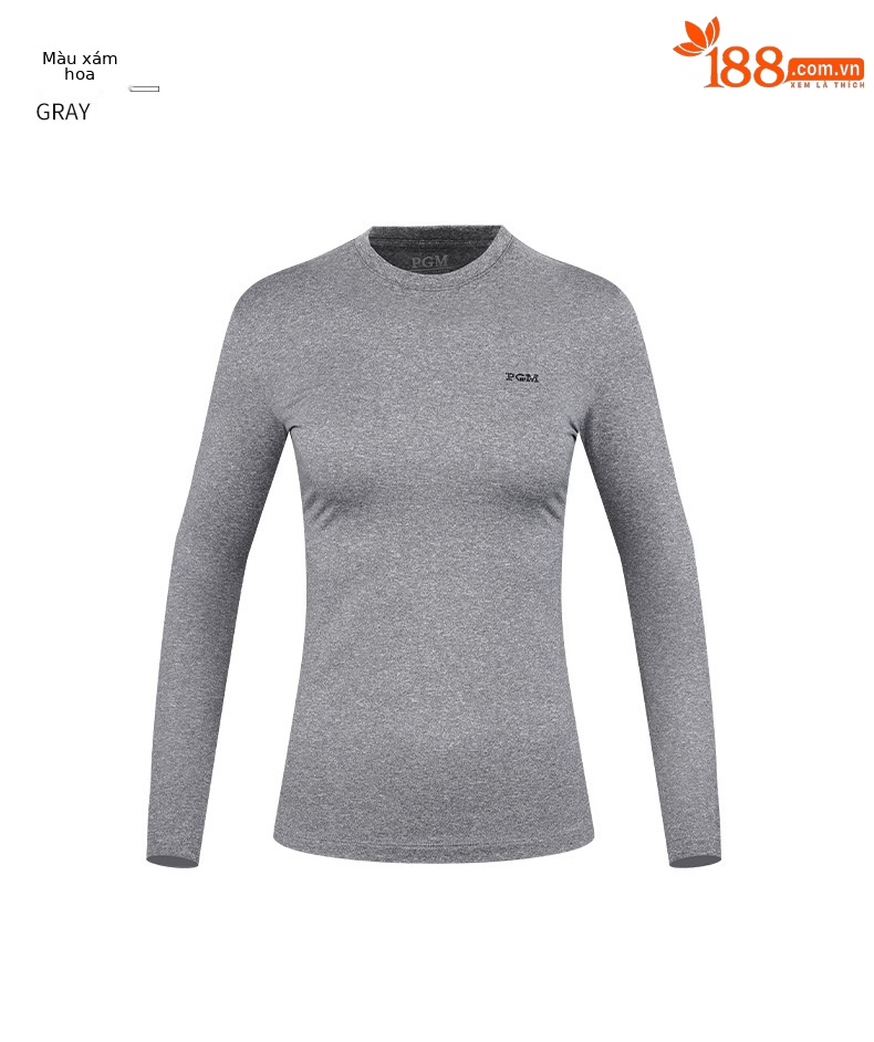 Áo thun golf nữ cổ tròn dài tay lót lông cừu ấm — Áo mặc trong golf nữ YF419 màu đen, Áo Sơ Mi Nữ chơi gôn màu xám YF419, YF419 nữ Golf mặc trong màu trắng chi tiết 13