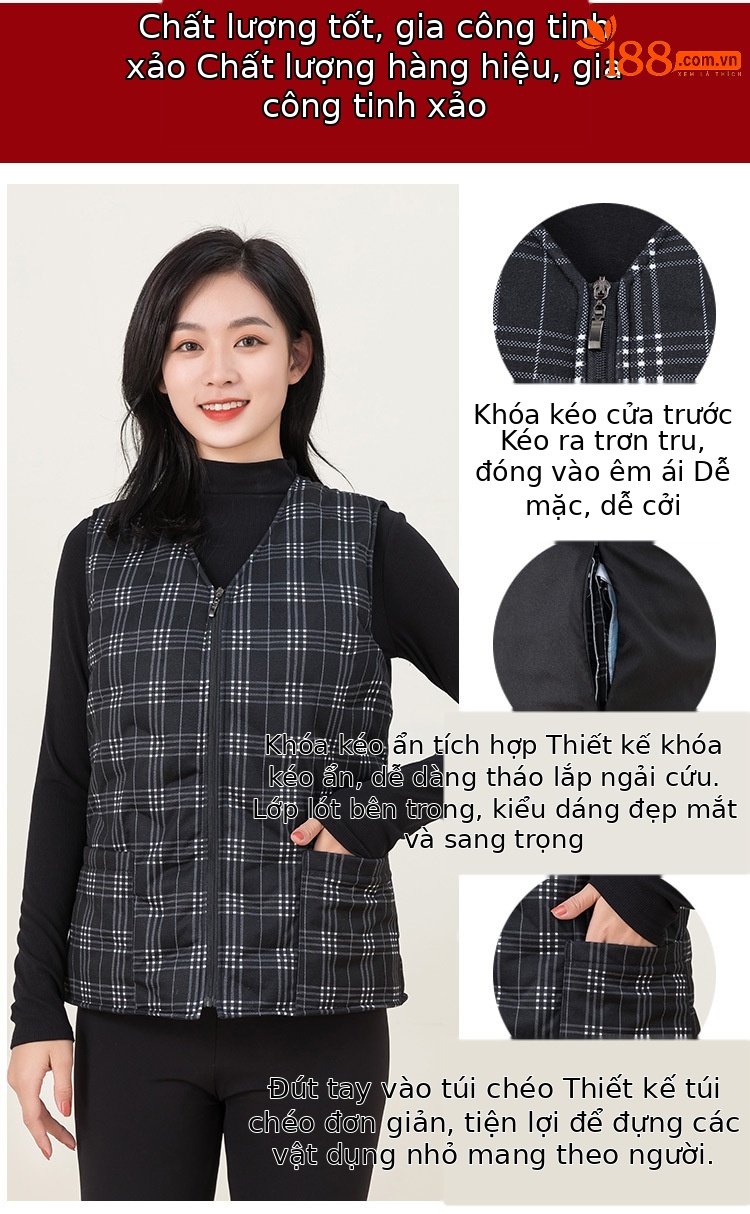 Áo phao lông vịt nữ dáng ngắn có lớp lót tháo rời — 61210 nữ chi tiết 5