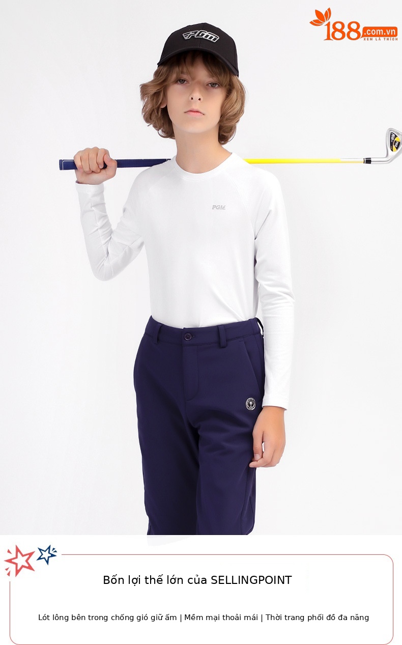 Quần thể thao dài bé trai PGM lót nhung ấm áp — KUZ117-Quần đen (lót nhung), KUZ117-Quần kaki (lót nhung), KUZ117-Quần màu xanh nước biển (lót nhung) chi tiết 2