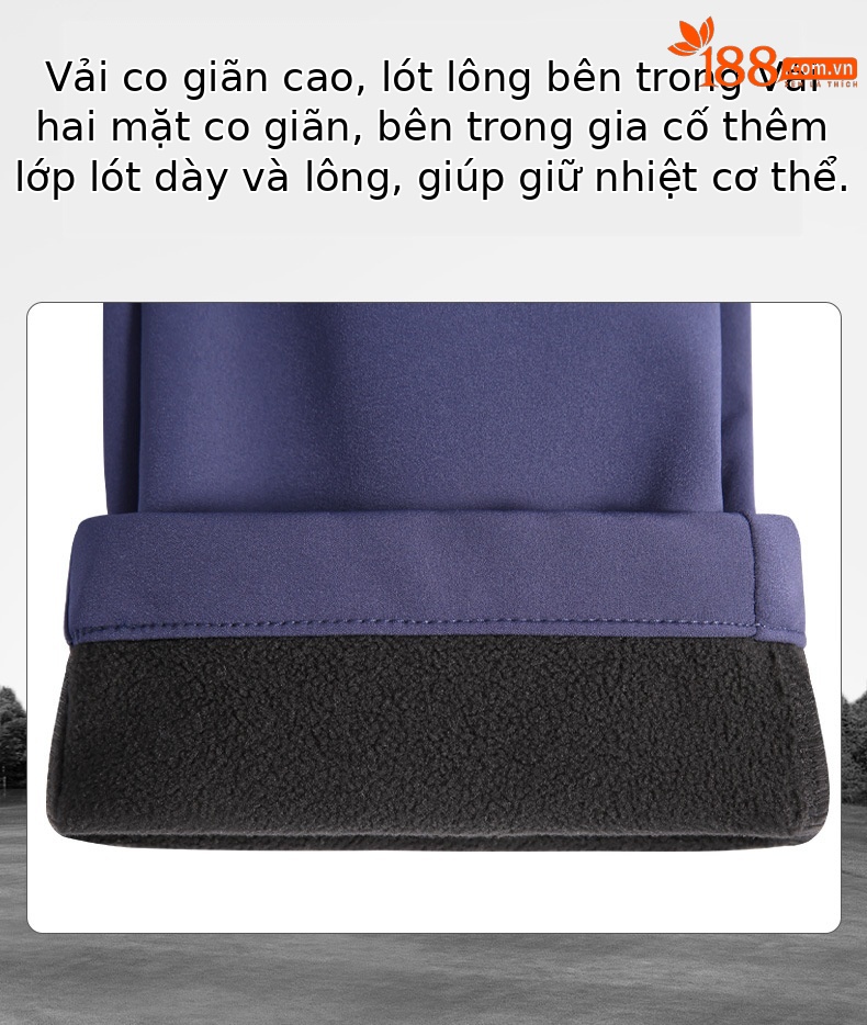 Quần golf nam dài lót nhung chống thấm nước PGM giữ ấm mùa thu đông — Quần kaki KUZ115-lót nhung, Quần đen KUZ115-lót nhung, KUZ115 quần màu xanh hải quân lót nhung chi tiết 3