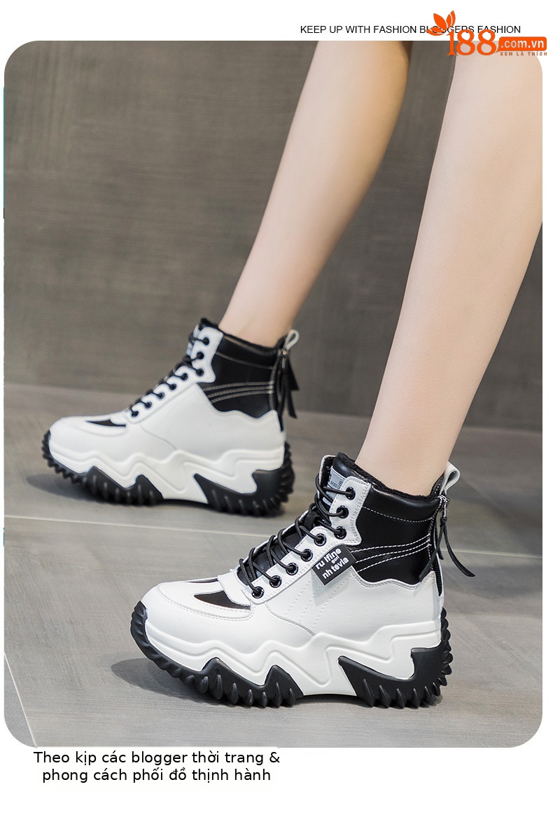 Giày sneaker nữ chunky đế dày lót lông giữ ấm tăng chiều cao mùa thu đông — M168 Màu Đen lót nhung, M168-1 màu xám một lớp bên trong, M168-1 một lớp bên trong màu đen, M168 Màu Xám lót nhung chi tiết 6