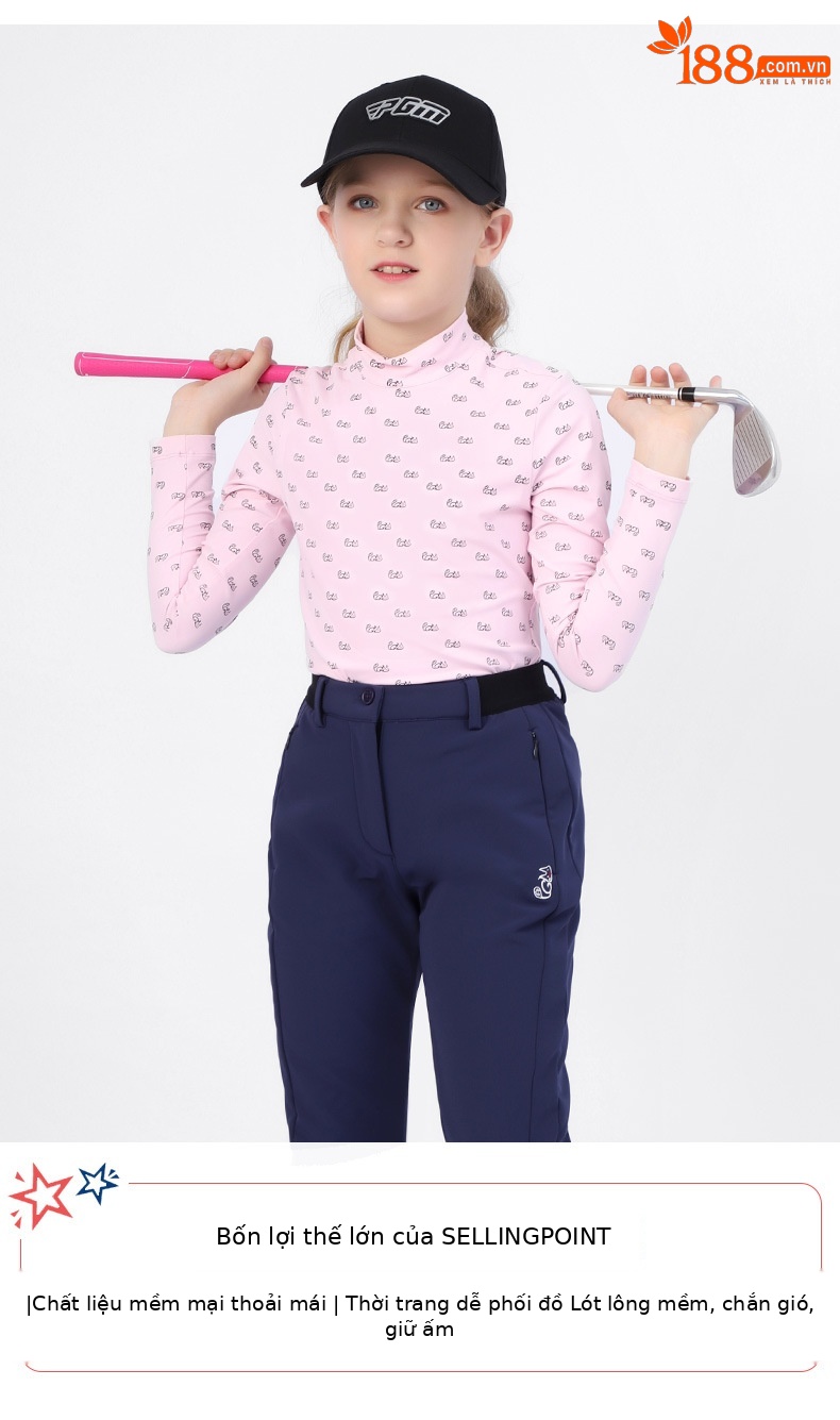 Quần thể thao trẻ em Golf PGM lót nhung giữ ấm Thu Đông — KUZ110-Quần đỏ (lót nhung), KUZ110-Quần Trắng (lót nhung), KUZ110-Quần đen (lót nhung), KUZ110-Quần màu xanh nước biển (lót nhung) chi tiết 2