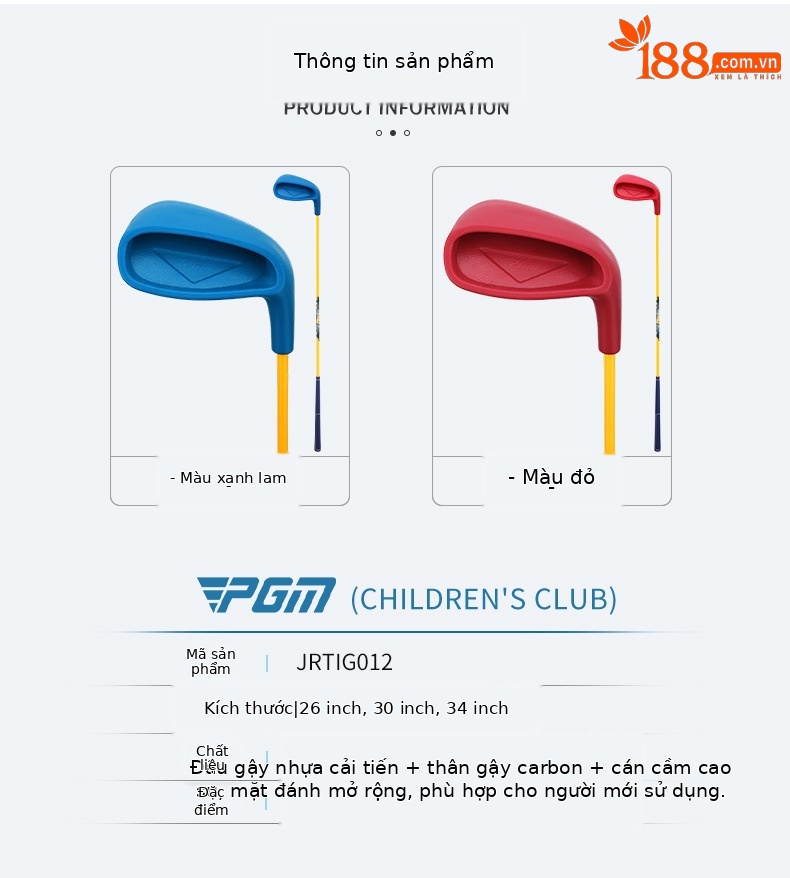 Gậy đánh golf trẻ em PGM số 7 bằng nhựa cỡ lớn cho người mới bắt đầu — JRTIG012-[bản to] Màu Đỏ 115-135cm, JRTIG012-[bản to] Màu Đỏ 135-150cm, JRTIG012-[bản to] Màu Đỏ 150-165cm, JRTIG012-[bản to] màu xanh 115-135cm chi tiết 16