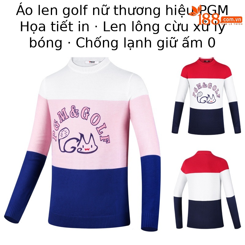 Áo len cổ tròn dài tay bé gái PGM – giữ ấm lông cừu, dày dặn mùa đông — YF449-Trắng hồng xanh, YF448-màu xanh nước biển, YF449-Đỏ Trắng Xanh Navy, YF448-màu trắng