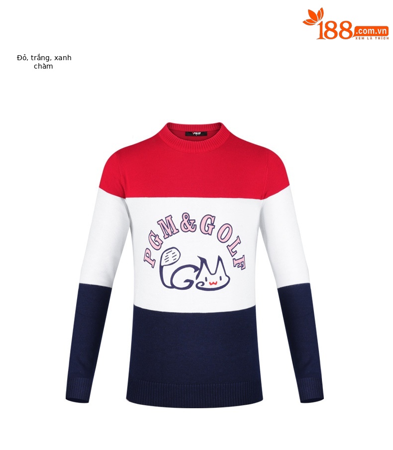 Áo len cổ tròn dài tay bé gái PGM – giữ ấm lông cừu, dày dặn mùa đông — YF449-Trắng hồng xanh, YF448-màu xanh nước biển, YF449-Đỏ Trắng Xanh Navy, YF448-màu trắng chi tiết 8