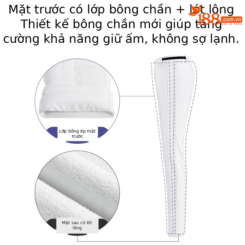 Quần chơi golf nữ chần bông dày dáng thể thao — KUZ113-Màu đen, KUZ113-màu trắng