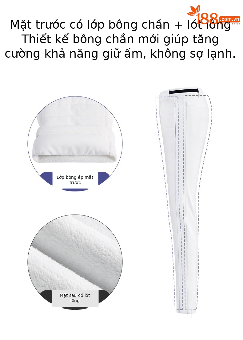 Quần chơi golf nữ chần bông dày dáng thể thao — KUZ113-Màu đen, KUZ113-màu trắng chi tiết 2