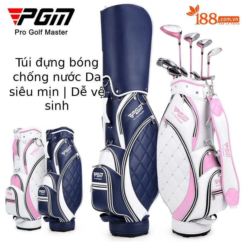 Túi đựng gậy golf PGM nữ nhẹ chống nước da microfiber TPU — QB103-Bột Trắng, Qb103-trắng Xanh Navy