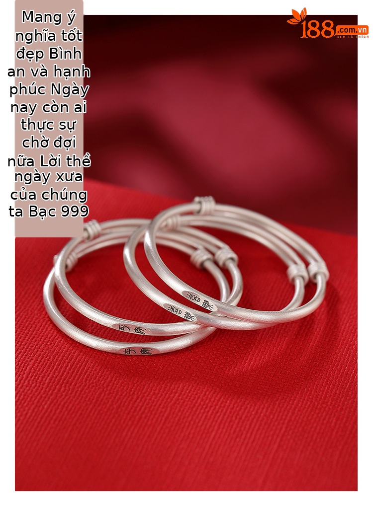 Vòng tay bạc S999 trẻ em hình hươu – bình an, niềm vui – phong cách mờ làm cũ — Ping An (một cặp), Mô hình vui vẻ (một cặp) chi tiết 1