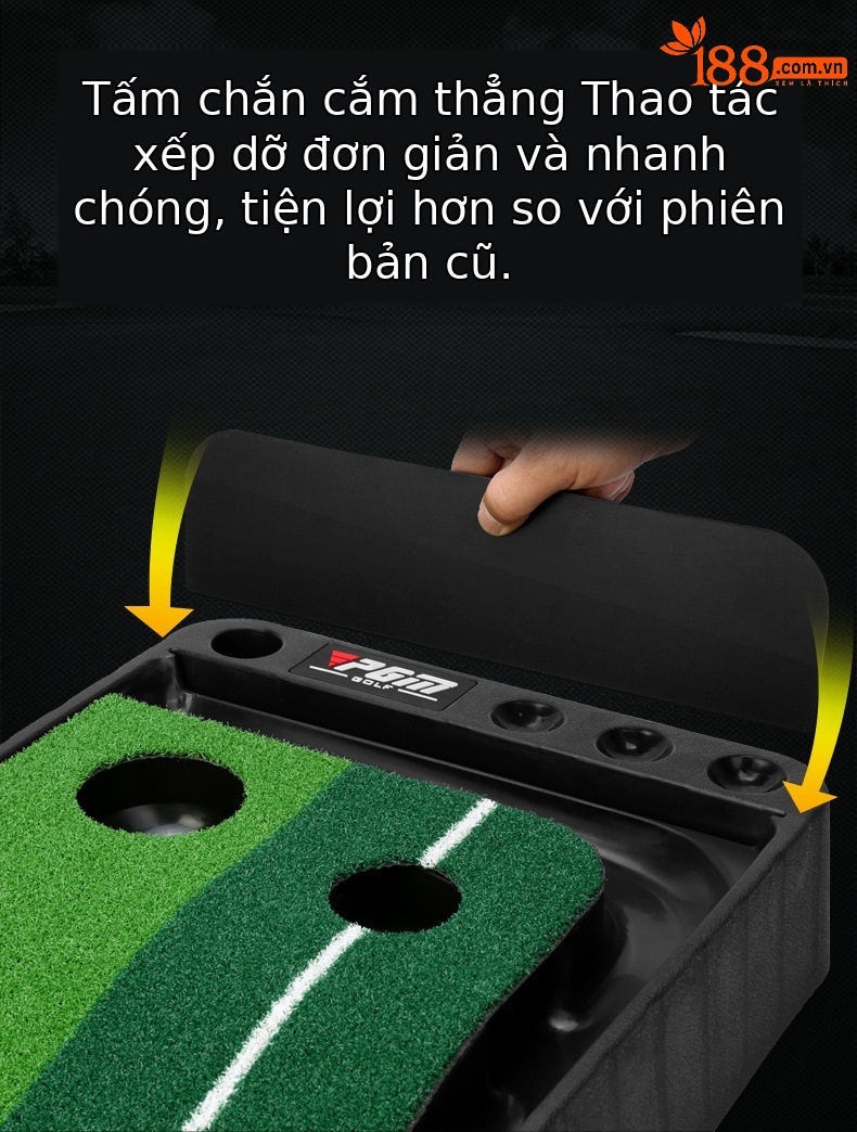 Máy tập putt golf PGM TL004 đế cao su, chiều dài 3 m, có tấm chắn và khu vực để bóng gậy — Tùy chỉnh máy tập TL004 chi tiết 2