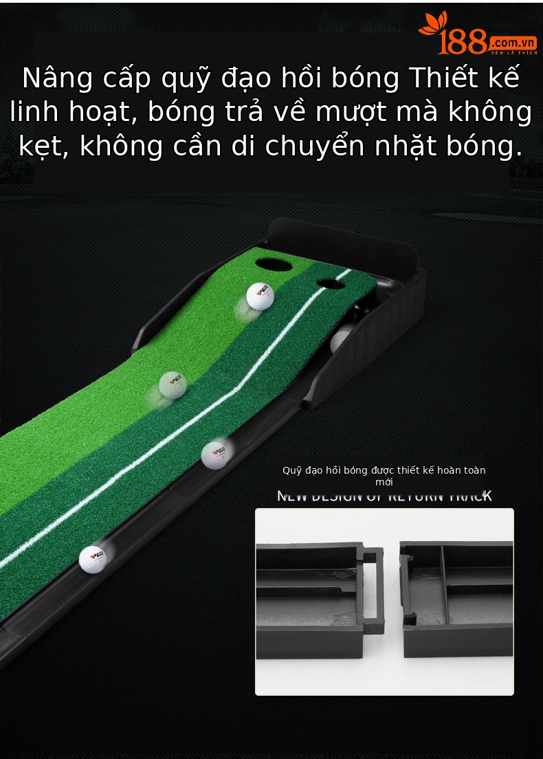Máy tập putt golf PGM TL004 đế cao su, chiều dài 3 m, có tấm chắn và khu vực để bóng gậy — Tùy chỉnh máy tập TL004 chi tiết 3