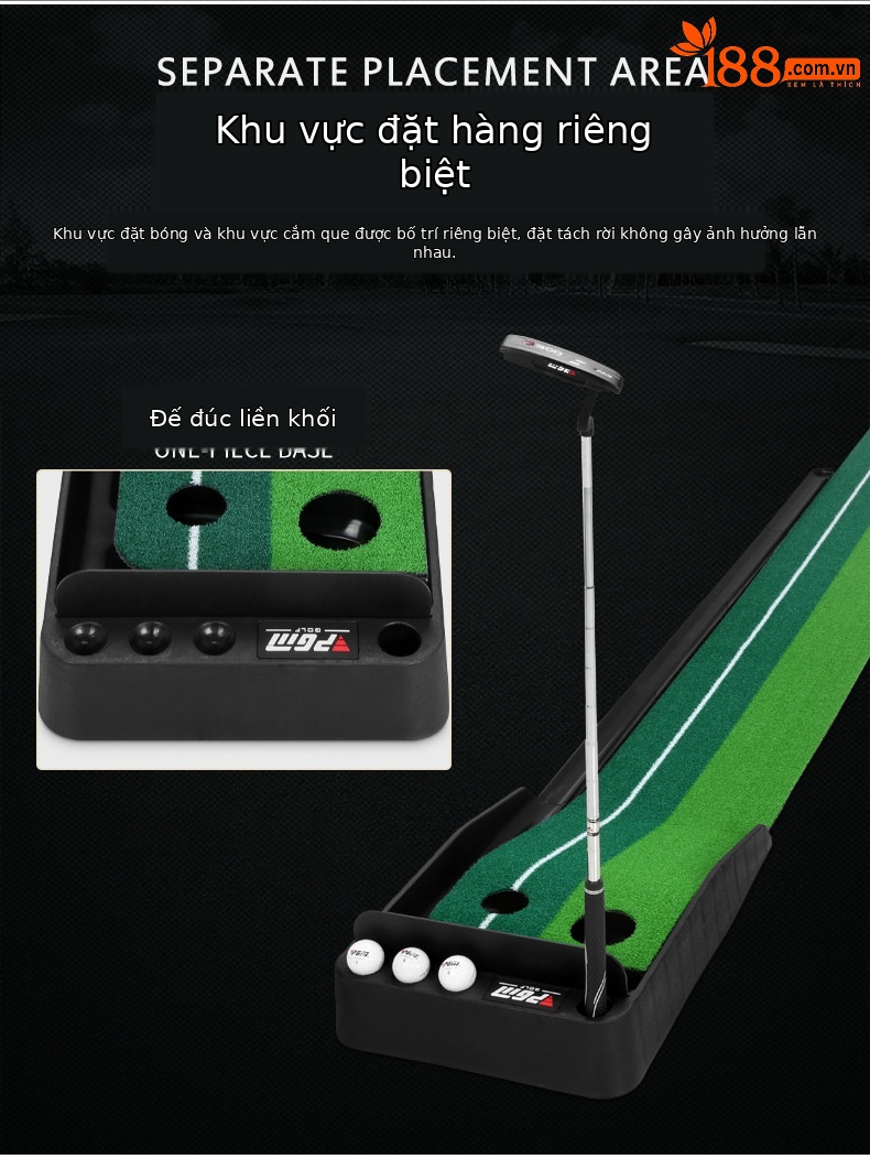 Máy tập putt golf PGM TL004 đế cao su, chiều dài 3 m, có tấm chắn và khu vực để bóng gậy — Tùy chỉnh máy tập TL004 chi tiết 4