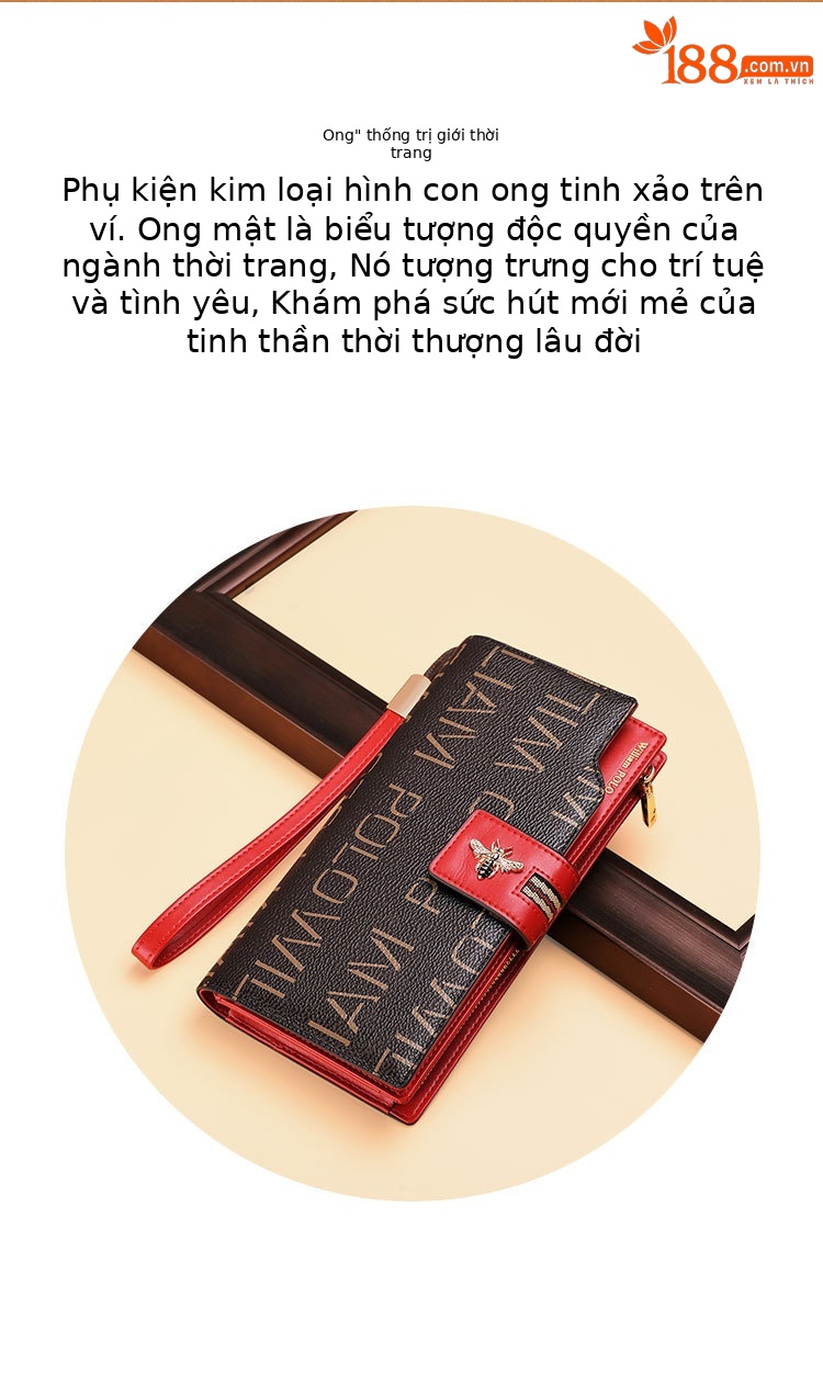 Ví dài nữ da thật Emperor Paul chống trộm, nhiều ngăn đựng điện thoại chi tiết 2