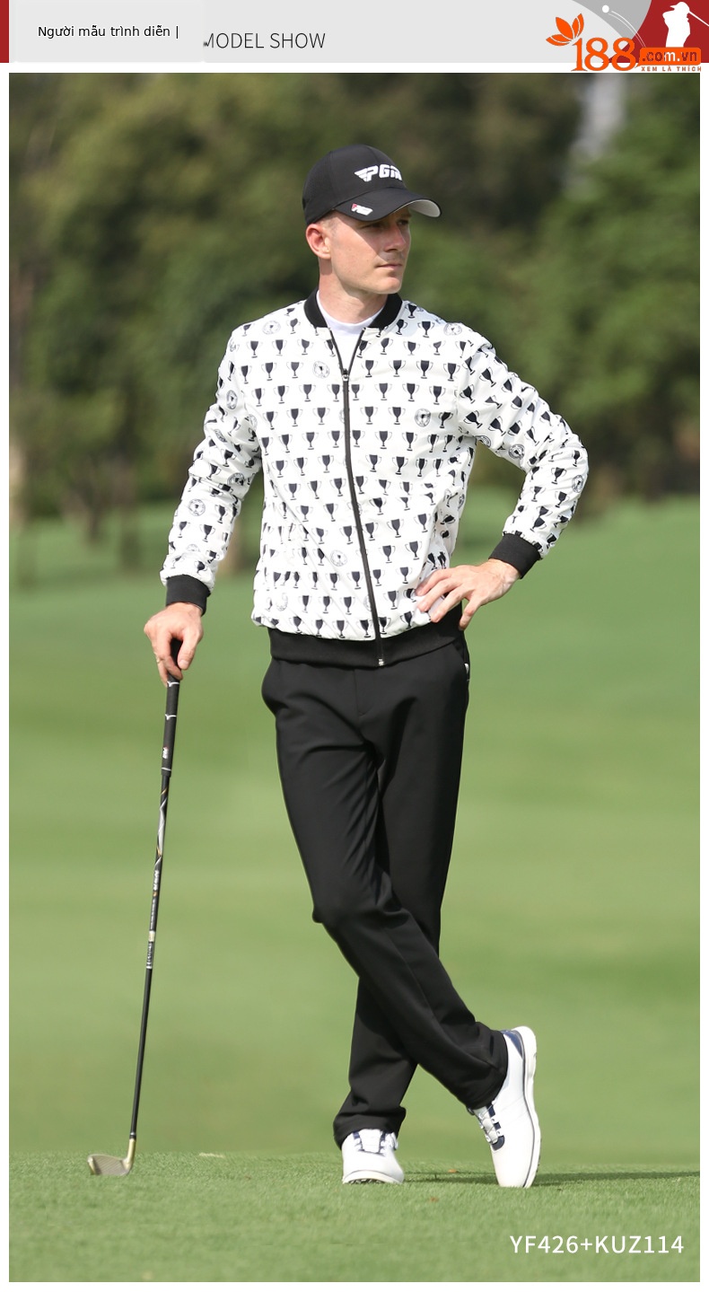 Quần golf nam PGM dài không thấm nước co giãn thắt lưng — KUZ114-màu trắng, KUZ114-Đen, KUZ114-màu xanh hải quân, KUZ114-màu xám chi tiết 7