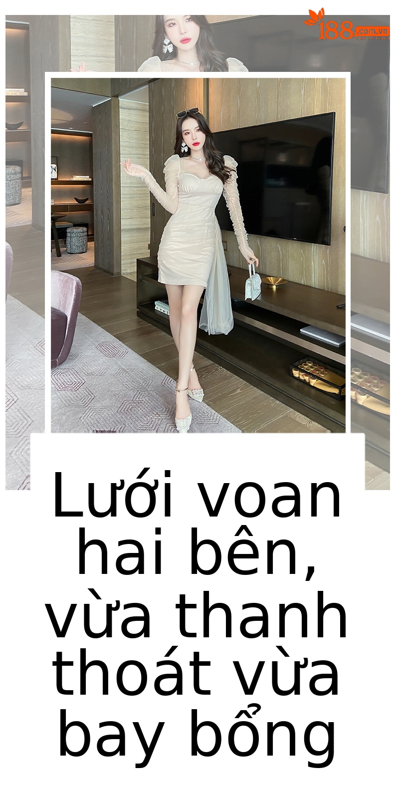 Đầm ôm body nữ tay dài xếp ly lưới thiết kế sang trọng kiểu quý tộc Pháp — Màu mơ chi tiết 1