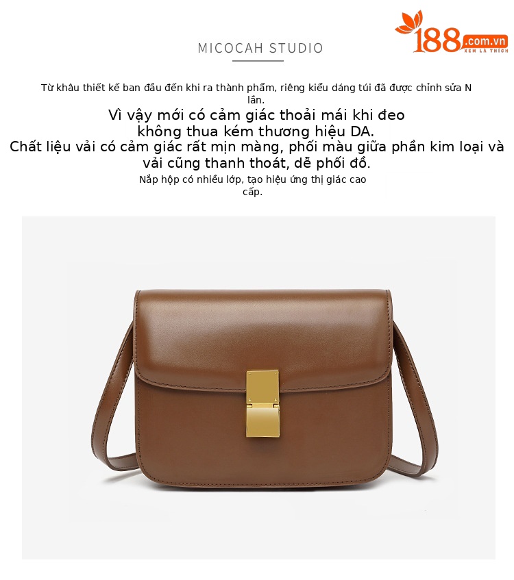 Túi đậu phụ da thật hình vuông nữ xách tay đeo chéo cao cấp — Cỡ lớn màu đen chất lượng cao, Cỡ lớn màu caramel Chất lượng cao, Cỡ nhỏ màu đen chất lượng cao, Cỡ nhỏ màu caramel Chất lượng cao chi tiết 1